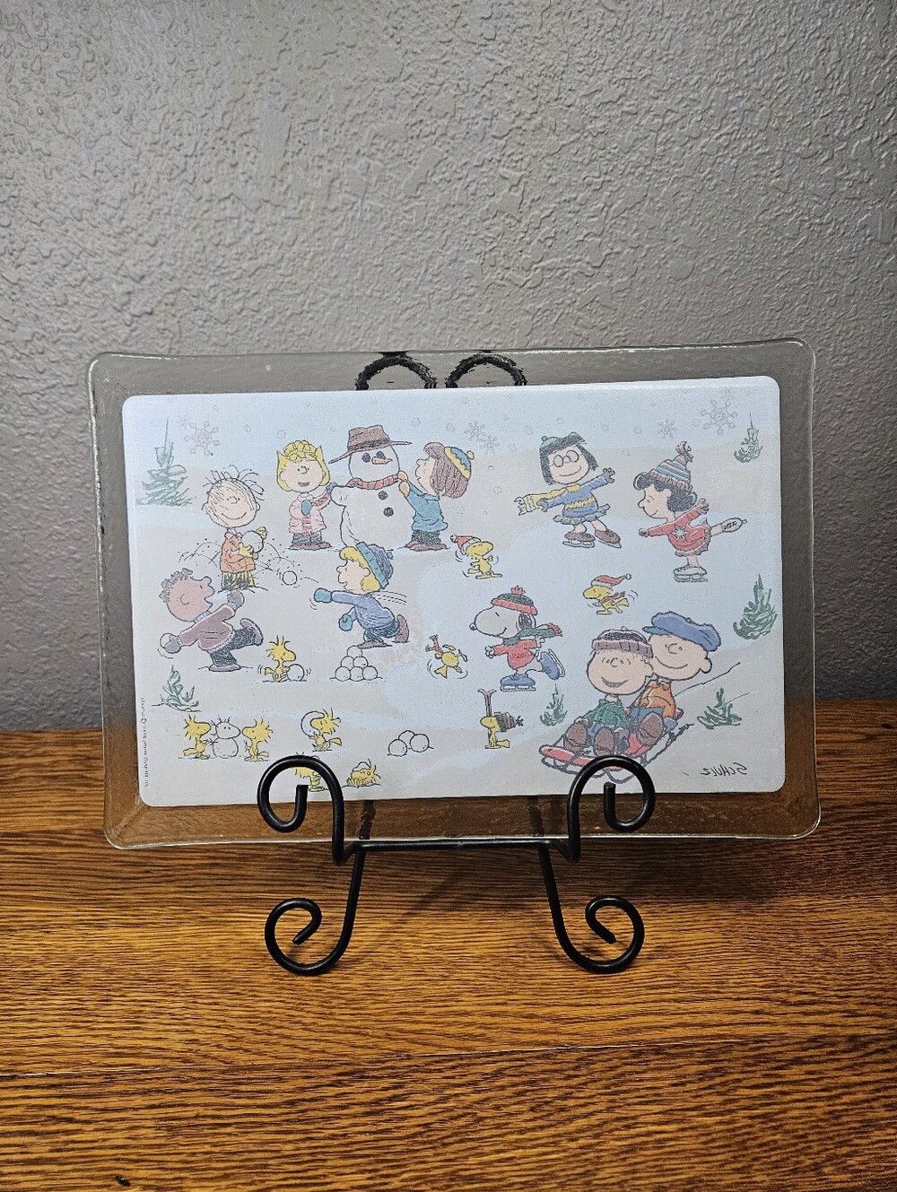 Peanuts Snowball Fight Glass Serving Tray - Picture 6 of 11